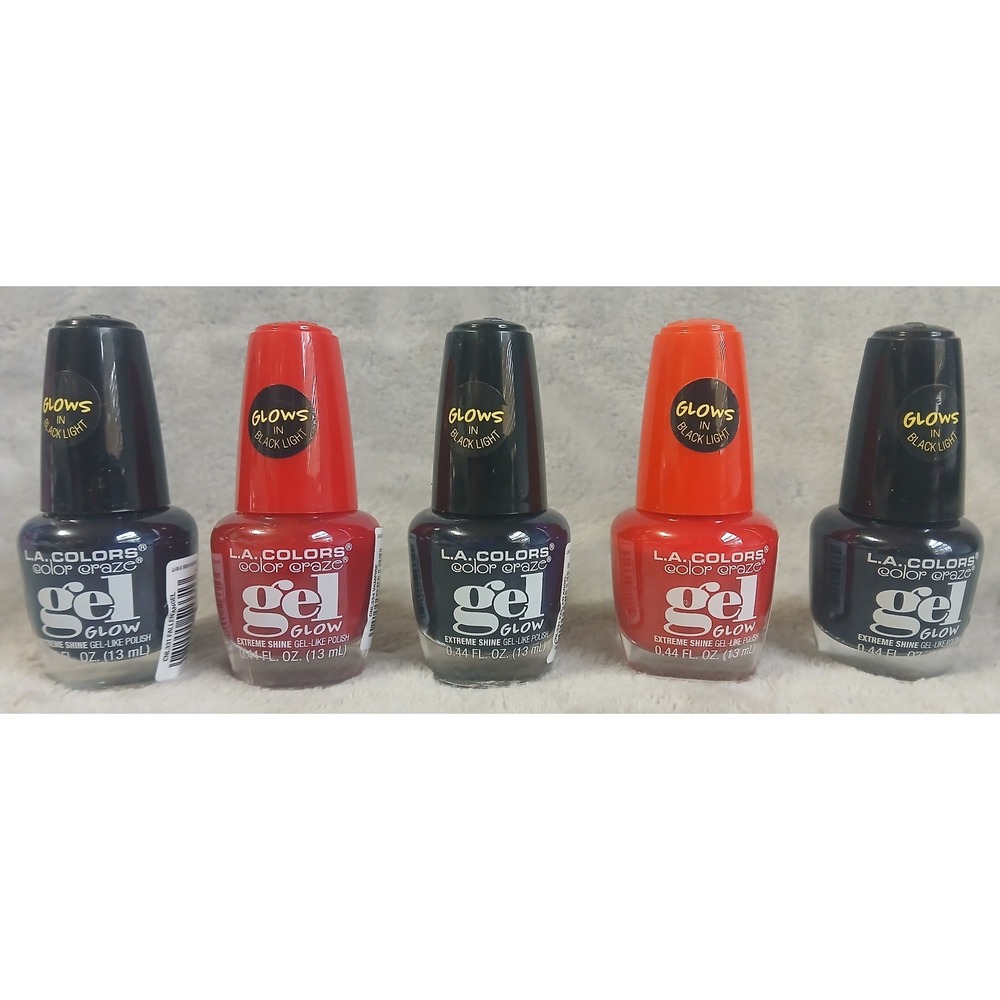 L.A. Colors‎ Color Craze Gel Glow Blacklight Reactive Nail Polish Set 5pk 0.44oz